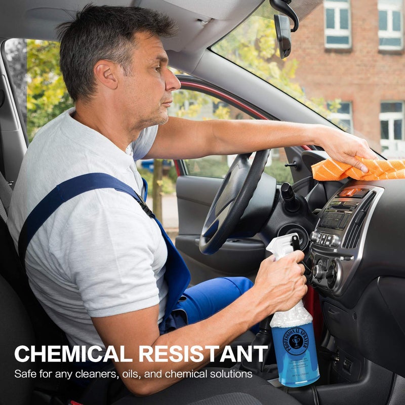 Uineko Plastic Spray Bottle (24oz 3 Pack) for Cleaning Solutions, Car Detailing Care, Planting, Pet, Clear Finish, Heavy Duty Empty Spraying Bottles Mist Water Sprayer with Measurements & Adjustable Nozzle - Image 4